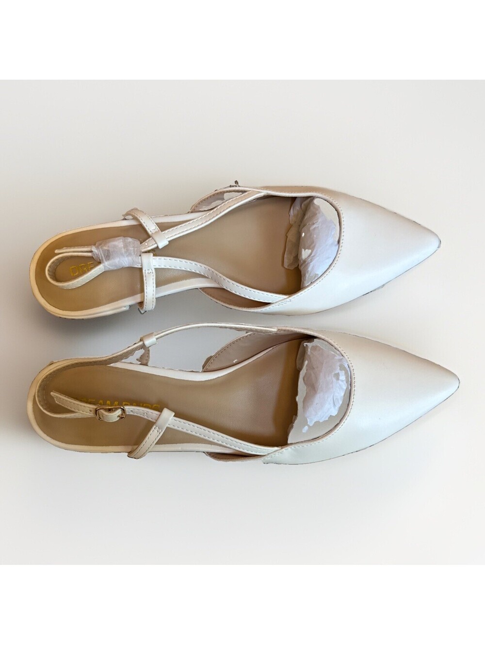 NEW Dream Pairs Women's White Flat Mules with Adjustable Ankle Strap Size 9